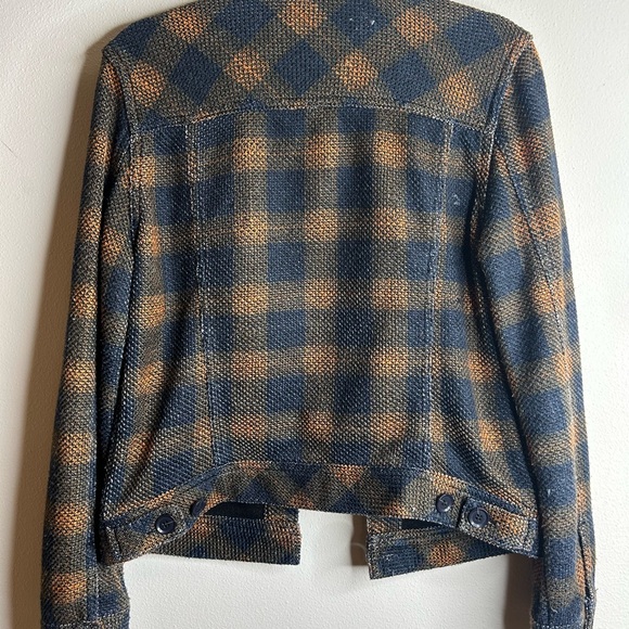 Liverpool Blue and Tan Checkered Distressed Plaid Jacket size S - Picture 7 of 8